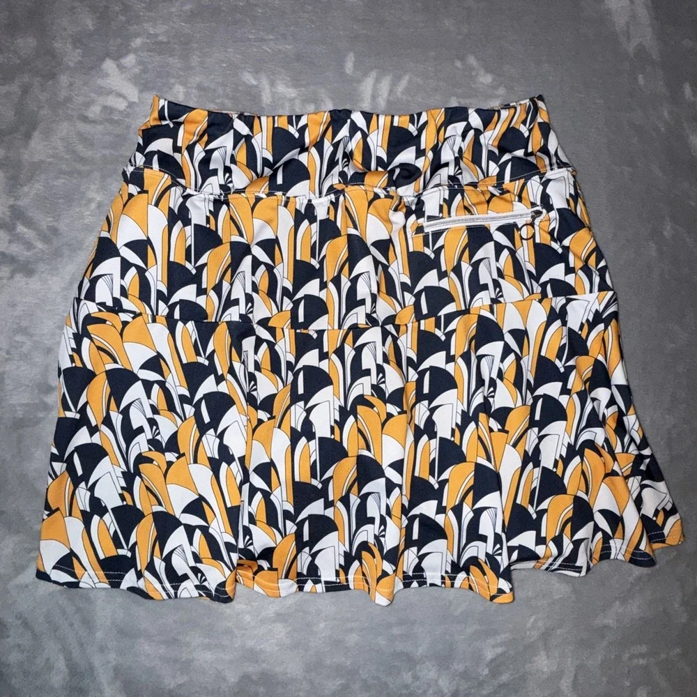 GG Blue Luxe Sport Golf Athletic Swing Skort Sz L Art Deco Tennis Pickleball